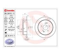 Disque de frein BREMBO 08D41511 à l'arrière, plein, hautement carbonisé, 1 pièce