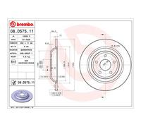 Disque de frein BREMBO 08D57511 arrière, plein, 1 pièce