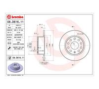 Disque de frein BREMBO 08D61611 arrière, plein, 1 pièce