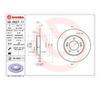 Disque de frein BREMBO 08D62711 arrière, plein, à haute teneur en carbone, 1 pièce