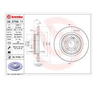 Disque de frein BREMBO 08D75911 arrière, plein, à haute teneur en carbone, 1 pièce