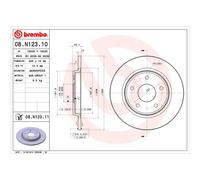 Disque de frein BREMBO 08N12311 arrière, plein, 1 pièce