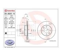 Disque De Frein Brembo 09.9503.10 Prime Line pour Hyundai Kia Naza Inokom