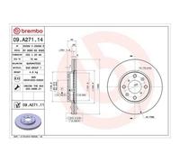 Disque De Frein Brembo 09.A271.11 Prime Line - Uv Coated pour Opel Suzuki