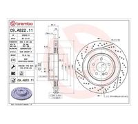 Disque De Frein Brembo 09.A822.11 Prime Line - Uv Coated pour Mercedes Benz