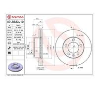 Disque De Frein Brembo 09.B633.10 Prime Line pour Nissan Opel Renault Vauxhall