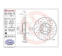Disque De Frein Brembo 09.C133.1X Xtra Line - Xtra pour Citroën Iveco Opel DS