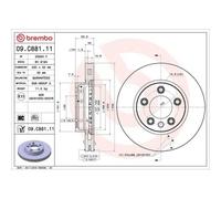 Disque De Frein Brembo 09.C881.11 Prime Line - Uv Coated pour Porsche VW