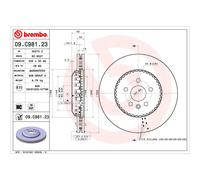 Disque de frein BREMBO 09.C981.23 avant, ventilé, à haute teneur en carbone, 1 pièce