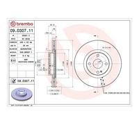 Disque De Frein Brembo 09.D307.11 Prime Line - Uv Coated pour Fiat Mazda Abarth