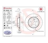 Disque De Frein Brembo 09.D533.13 Prime Line - Co-cast pour Mercedes Benz