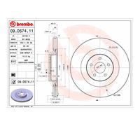 Disque de frein BREMBO 09.D574.11 avant, ventilé, à haute teneur en carbone, 1 pièce