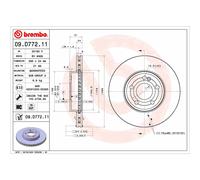 Disque de frein BREMBO 09.D772.11 avant, ventilé, à haute teneur en carbone, 1 pièce