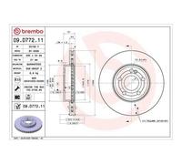 Disque De Frein Brembo 09.D772.11 Prime Line - Uv Coated pour Mercedes Benz