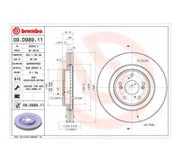 Brembo Disque de frein 09.D989.11 avant, ventilé, haute teneur en carbone, 1 pièce