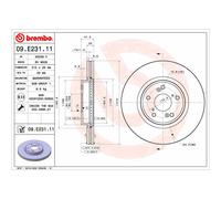 Disque de frein BREMBO 09.E231.11 avant, ventilé, 1 pièce