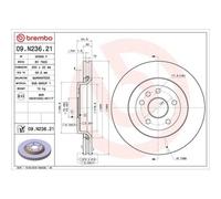 Disque De Frein Brembo 09.N236.21 Prime Line - Uv Coated pour Chrysler Dodge