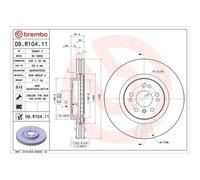 Brembo Disques de frein 09.R104.11 - ventilés intérieurs, revêtement anti-corrosion UV - 2x