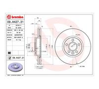 Disque de frein BREMBO 09A42731 avant, ventilé, à haute teneur en carbone, 1 pièce