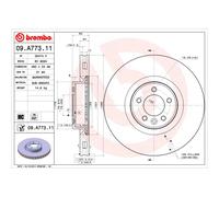 Disque de frein BREMBO 09A77311 avant, ventilé, à haute teneur en carbone, 1 pièce
