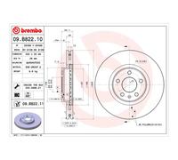 Disque de frein BREMBO 09B82211 avant, ventilé, à haute teneur en carbone, 1 pièce