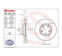 Disque de frein BREMBO 09C24020 avant, ventilé, 1 pièce