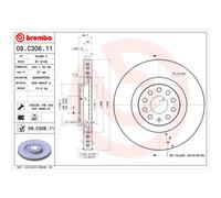 Disque de frein BREMBO 09C30611 avant, ventilé, à haute teneur en carbone, 1 pièce