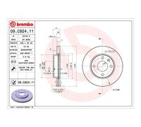 Disque de frein BREMBO 09C82411 avant, ventilé, 1 pièce