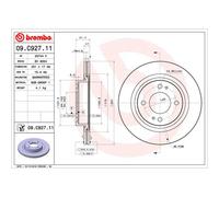 Disque de frein BREMBO 09C92711 avant, ventilé, 1 pièce