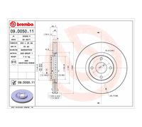 Disque de frein BREMBO 09D05011 avant, ventilé, 1 pièce