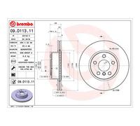 Disque de frein BREMBO 09D11311 avant, ventilé, à haute teneur en carbone, 1 pièce