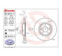 Disque de frein BREMBO 09D21011 avant, ventilé, à haute teneur en carbone, 1 pièce