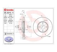Disque de frein BREMBO 09D21611 avant, ventilé, 1 pièce
