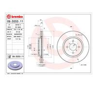 Brembo Disque de frein 09.D253.11 avant ventilé