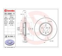 Disque de frein BREMBO 09D39211 avant, ventilé, 1 pièce