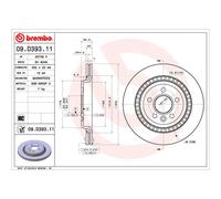 Disque de frein BREMBO 09D39311 arrière, ventilé, à haute teneur en carbone, 1 pièce