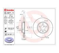 Disque de frein BREMBO 09D57111 avant, ventilé, à haute teneur en carbone, 1 pièce