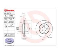Disque de frein BREMBO 09D57211 avant, ventilé, 1 pièce