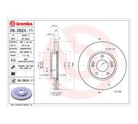 Disque de frein BREMBO 09.D624.11 pour HYUNDAI i30 Estate (PDE) 1.4 2017-202