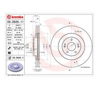 2x Disque de frein ventilé de l'intérieur 09.D626.11 BREMBO pour HYUNDAI i30