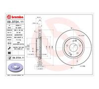 Brembo Disque de frein 09D72411 avant ventilé à haute teneur en carbone 1 pièce