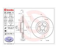 Brembo Disque de frein 09D76611 avant, ventilé, haute teneur en carbone, 1 pièce