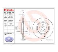 Brembo Disque de frein avant 09.D768.11 ventilé pour SUBARU 1 pièce