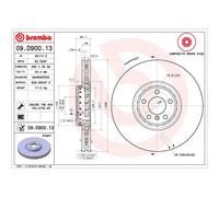 Disque de frein BREMBO 09D90013 avant, ventilé, à haute teneur en carbone, 1 pièce