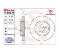 Disque de frein BREMBO 09D90513 avant, ventilé, à haute teneur en carbone, 1 pièce