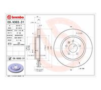 Disque de frein BREMBO 09N36331 arrière, ventilé, 1 pièce