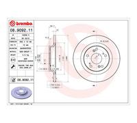 Disque de frein BREMBO 8909211 arrière, plein, 1 pièce