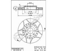 Disque de frein BREMBO Max 09.5148.76, avant, rainuré, ventilé, 1 pièce
