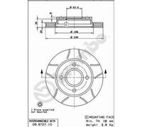 Disque de frein BREMBO Max 09.6727.77, avant, rainuré, ventilé, 1 pièce