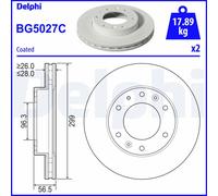 Disque de frein DELPHI BG5027C avant, ventilé, 2 pièce